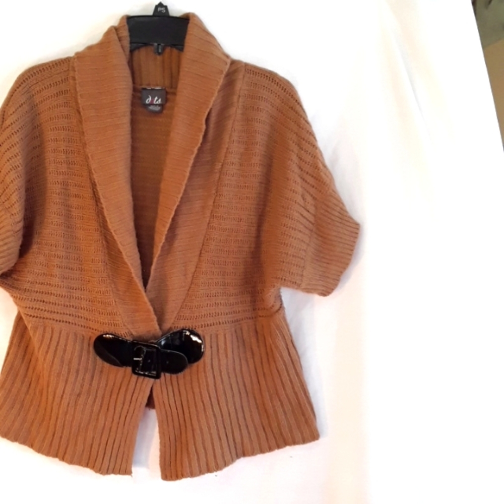 Dots belted cowl neck short sleeve cardigan sz 1x